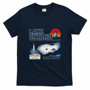 Lake Ontario New York Map Vintage Est 1615 T-Shirt - Navy Blue