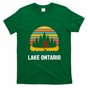 Lake Ontario Retro Sunset Bear Canoe Outdoor Hiking T-Shirt - Irish Green
