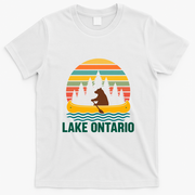 Lake Ontario Retro Sunset Bear Canoe Outdoor Hiking T-Shirt - White