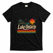 Lake Ontario Sunset Retro Vintage Canada T-Shirt - Black