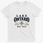 Lake Ontario Vintage Compass T-Shirt - White