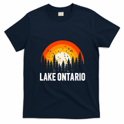 Lake Ontario Vintage 70s 80s Graphic Cool Retro T-Shirt - Navy Blue