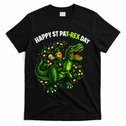 Leprechaun Riding Dino Happy Pat-rex Day T-rex T-Shirt - Black
