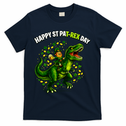 Leprechaun Riding Dino Happy Pat-rex Day T-rex T-Shirt - Navy