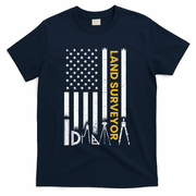 Land surveyor American Flag funny land surveyor T-Shirt - Navy