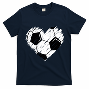 Love Soccer Heart Graphic T-Shirt - Navy Blue