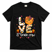 Love Third Grade Crew Unicorn Pumpkin Halloween Matching Great Gift T-Shirt - Black