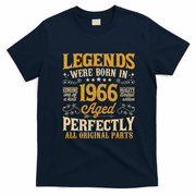 Legends Were Born In 1966 Aged Perfectly 60th Birthday Gift T-Shirt - Navy Blue