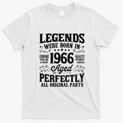 Legends Were Born In 1966 Aged Perfectly 60th Birthday Gift T-Shirt - White
