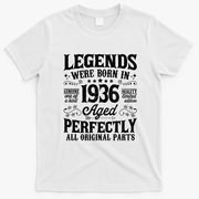 Legends Were Born In 1936 Aged Perfectly 90th Birthday Gift T-Shirt - White