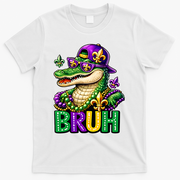 Mardigator Alligator Bruh Mardi Gras T-Shirt - White