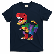 Master Builder Building Bricks Dinosaur T-Rex T-Shirt - Navy Blue