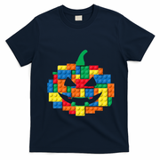 Master Builder Building Blocks Pumpkin Halloween T-Shirt - Navy Blue