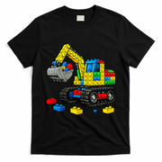 Master Builder Excavator Construction Building Bricks Blocks T-Shirt - Black