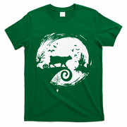 Manx Cat Halloween Costume Moon Silhouette Creepy Horror T-Shirt - Irish Green