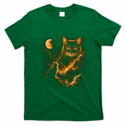 Majestic Cat In Cosmic Night Sky T-Shirt - Irish Green