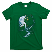 Mythical Cat Moonlight Adventure Night Sky T-Shirt - Irish Green