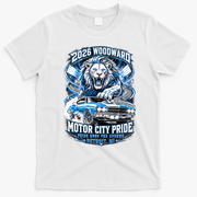 Motor City Pride 2026 Cruising Roaring Down Woodward T-Shirt - White