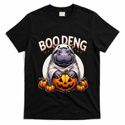Moo Deng Baby Hippo Moo Deng Costume For Boo Deng Halloween T-Shirt - Black