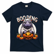 Moo Deng Baby Hippo Moo Deng Costume For Boo Deng Halloween T-Shirt - Navy Blue