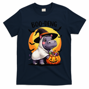 Moo Deng Halloween Boo Deng Costume Moodeng Hippo T-Shirt - Navy Blue