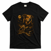 Majestic Dog In Moonlit Mountain Landscape T-Shirt - Black