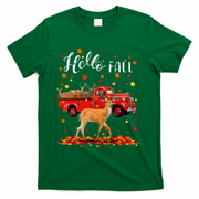 Maple Deer Leaf Fall Autumn Red Truck Gift T-Shirt - Green