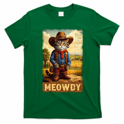 Meowdy Funny Country Side Cat Hat Vintage Cowboy Cat T-Shirt - Irish Green
