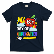 My First Day Of Kindergarten Funny Colorful Rainbow T-Shirt - Navy