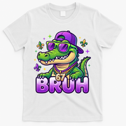 Mardi Gras 67 BRUH Alligator 6-7 Meme Six Seven T-Shirt - White