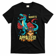 Mongo Is Appalled Princess Cat Riding Dinosaur T-Shirt - Black