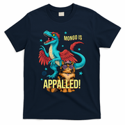 Mongo Is Appalled Princess Cat Riding Dinosaur T-Shirt - Navy