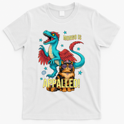 Mongo Is Appalled Princess Cat Riding Dinosaur T-Shirt - White
