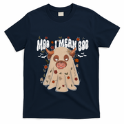Moo I Mean Boo Funny Halloween Pig Ghost T-Shirt - Navy Blue