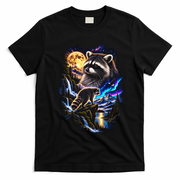Majestic Jimothy Raccoon In Forest And Moonlight T-Shirt - Black