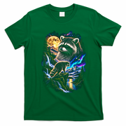Majestic Jimothy Raccoon In Forest And Moonlight T-Shirt - Irish Green