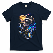 Majestic Jimothy Raccoon In Forest And Moonlight T-Shirt - Navy Blue
