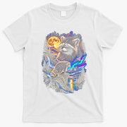 Majestic Jimothy Raccoon In Forest And Moonlight T-Shirt - White