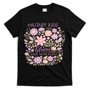 Military Kids Where They're Planted Purple Up T-Shirt - Black