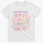 Military Kids Where They're Planted Purple Up T-Shirt - White