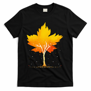 Maple Leaf Autumn Tree Orange Fall Leaves Season T-Shirt - Black