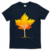 Maple Leaf Autumn Tree Orange Fall Leaves Season T-Shirt - Navy