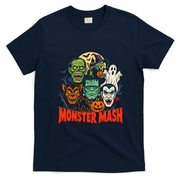 Monster Mash Halloween Graphic Vintage T-Shirt - Navy Blue