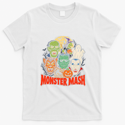 Monster Mash Halloween Graphic Vintage T-Shirt - White