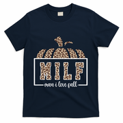 MILF Man I Love Fall Cheetah Pumpkin Cute T-Shirt - Navy