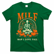 MILF Man I Love Fall Funny Skeleton Pumpkin Halloween T-Shirt - Irish Green