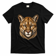 Majestic Mountain Lion Face Animals T-Shirt - Black