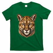 Majestic Mountain Lion Face Animals T-Shirt - Irish Green