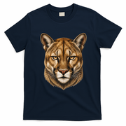 Majestic Mountain Lion Face Animals T-Shirt - Navy Blue
