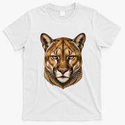 Majestic Mountain Lion Face Animals T-Shirt - White